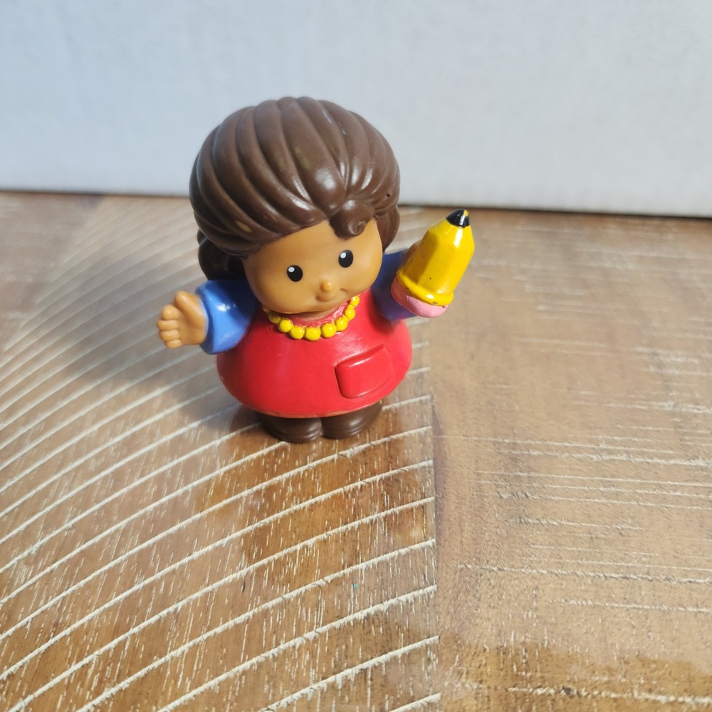 Fisher Price Little People Girl Student with Yellow Pencil Figure‎ 2004 Mattel
